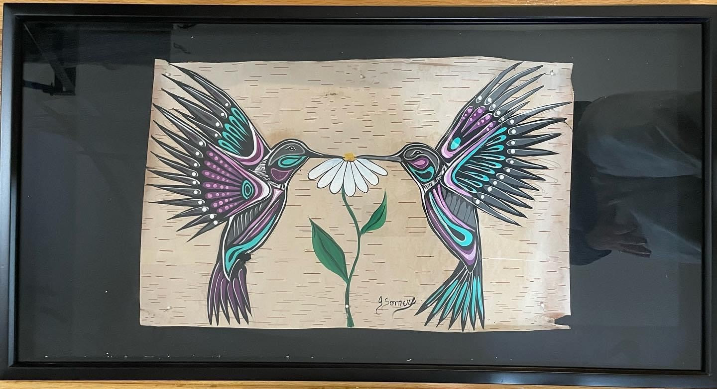 HUmmingbird on Birch Bark